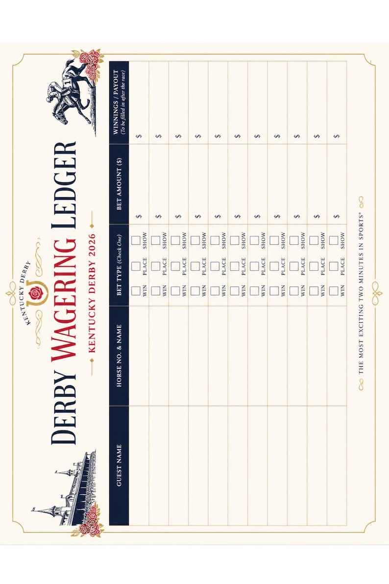DIY Kentucky Derby 2026 Wagering Ledger — Printable Bet Tracker Sheet, Derby Party Bookie Board PDF Woodworking Blueprint - Step-by-Step Plan thumbnail 4