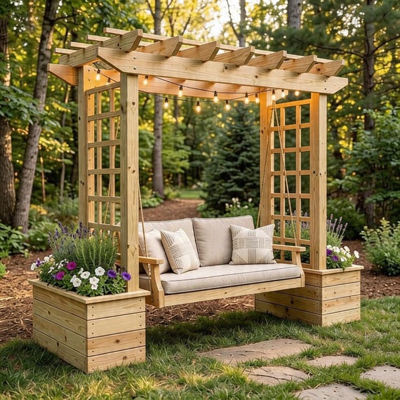 Arbor Swing Plans | Pergola Roof, A-Frame Freestanding (PDF Download)