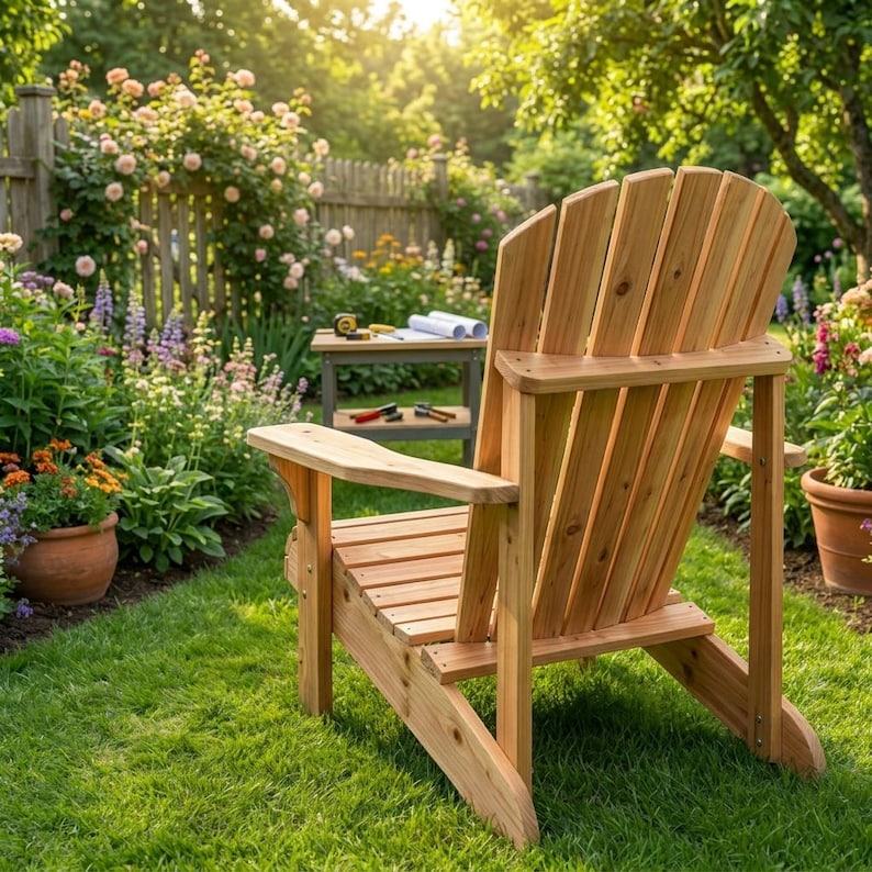 DIY Folding Adirondack Chair Plans | Classic Outdoor Woodworking PDF Woodworking Blueprint - Step-by-Step Plan thumbnail 3