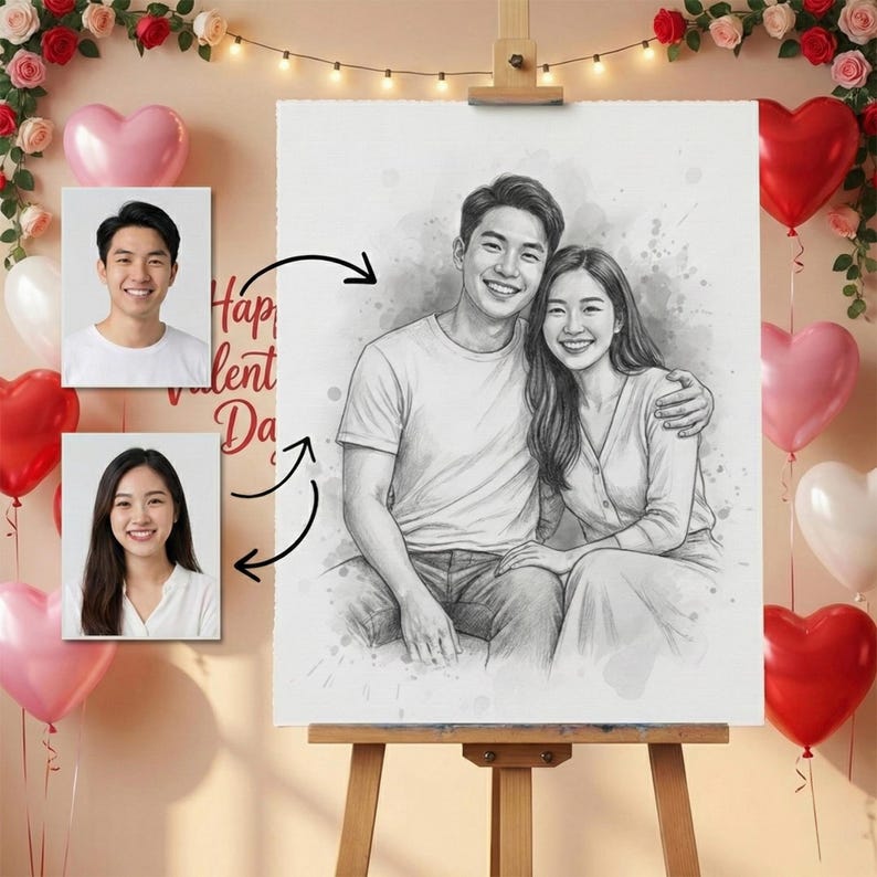 DIY Custom Couple Portrait – Romantic Pencil Sketch, Valentine's Gift (Digital Download) Woodworking Blueprint - Step-by-Step Plan thumbnail 5