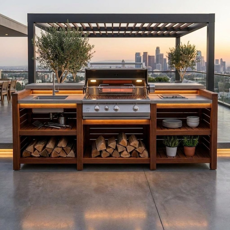 DIY DIY Outdoor Kitchen Plans | Grill Station Bar & Sink Cabinet Woodworking Blueprint PDF Woodworking Blueprint - Step-by-Step Plan thumbnail 6