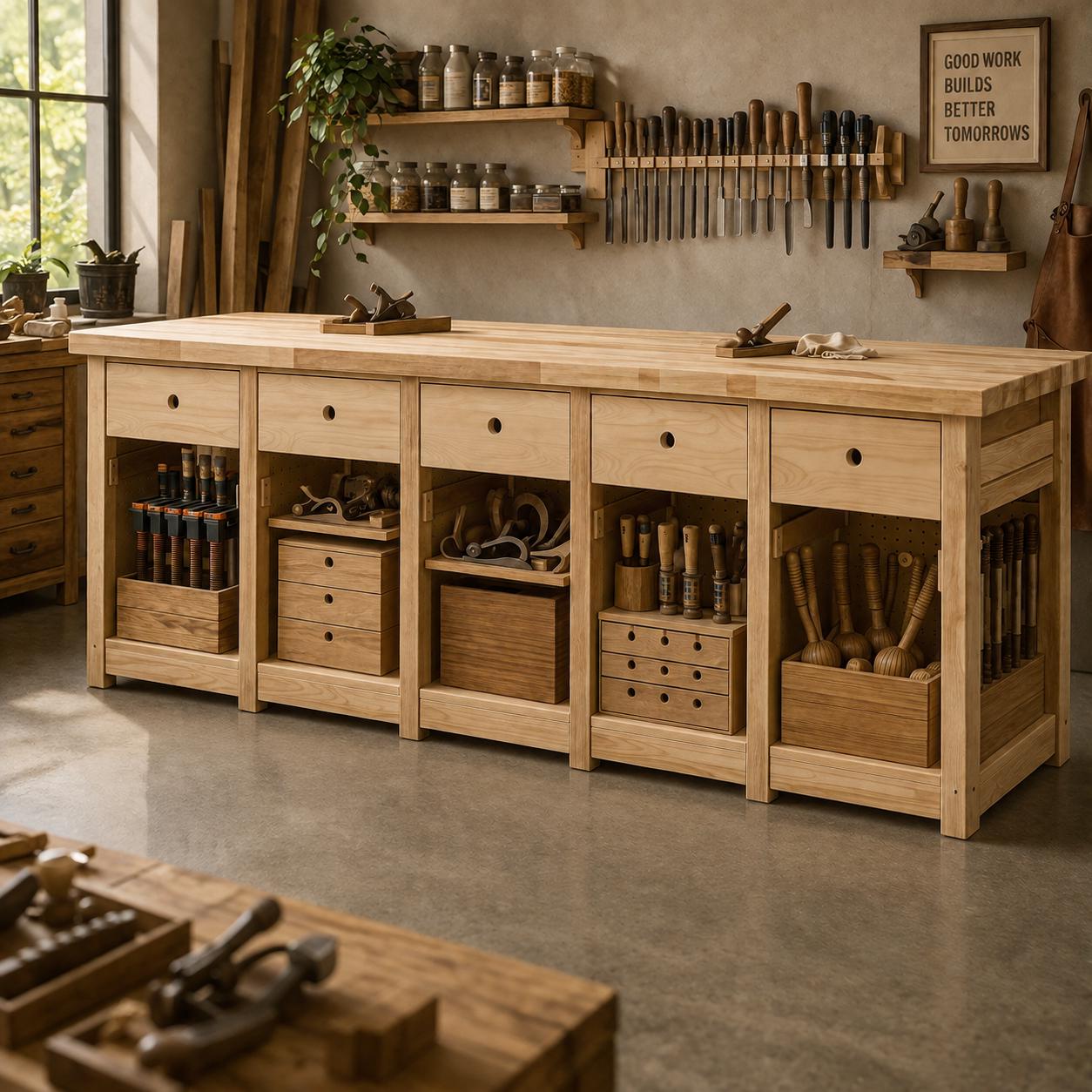 Modular Workbench Plans PDF | Heavy-Duty Garage Woodworking Table (Digital Download)