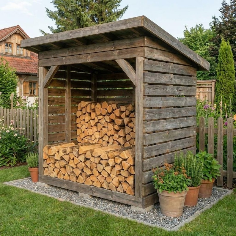 DIY Modern Firewood Shed Plan | 8x10 Lean-To Wood Storage PDF (2 Cord Capacity) Woodworking Blueprint - Step-by-Step Plan thumbnail 4