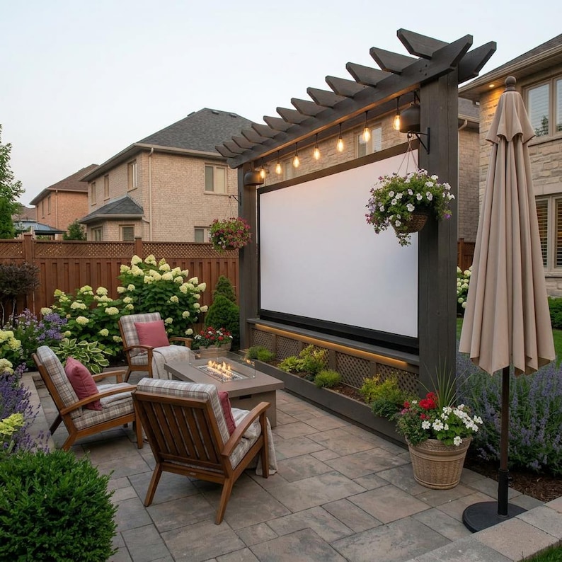 DIY DIY Outdoor TV Stand Plans | Pergola Backyard Cinema Frame (PDF Download) Woodworking Blueprint - Step-by-Step Plan thumbnail 4