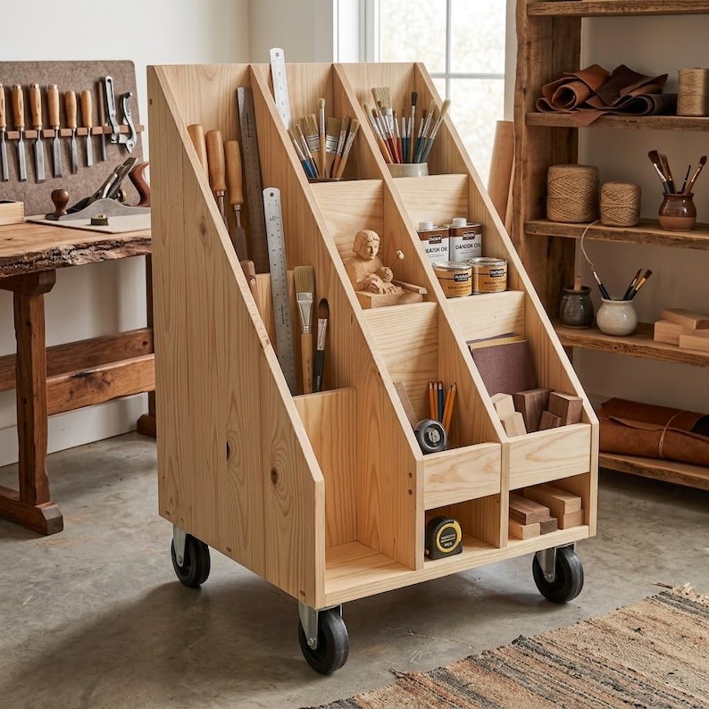 DIY DIY Rolling Plywood Cart Plans | Mobile Woodshop Organizer (PDF Blueprint) Woodworking Blueprint - Step-by-Step Plan thumbnail 2