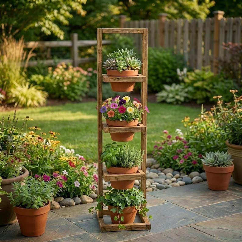 DIY 3-Tier Farmhouse Planter Stand Plans | DIY Woodworking Blueprint (PDF Download) Woodworking Blueprint - Step-by-Step Plan thumbnail 6