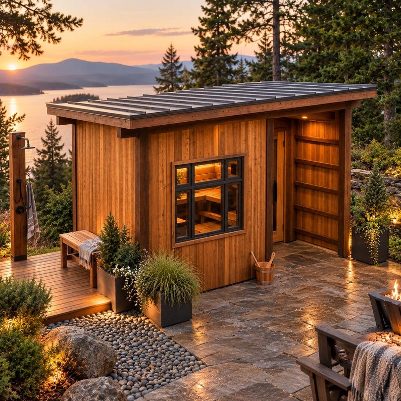 DIY DIY Modern Outdoor Sauna Plans PDF | Backyard Blueprint With Window & Shower Porch | Digital Download Woodworking Blueprint - Step-by-Step Plan thumbnail 7