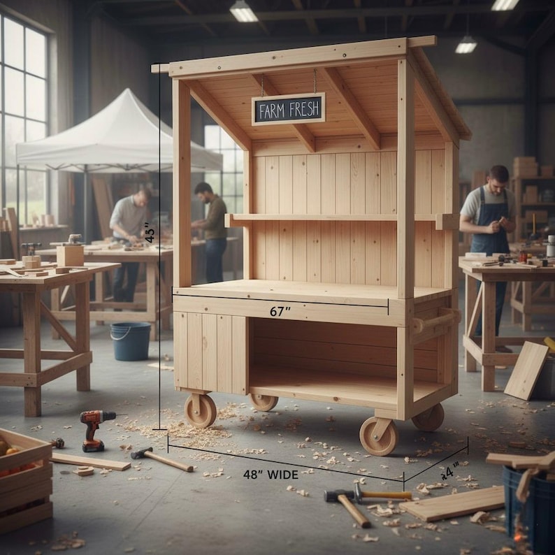 DIY DIY Farmstand Plans: Portable Roadside Market Cart (Digital Download) Woodworking Blueprint - Step-by-Step Plan thumbnail 6