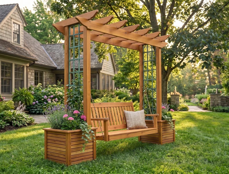 DIY Arbor Swing Plans | Pergola Roof, A-Frame Freestanding (PDF Download) Woodworking Blueprint - Step-by-Step Plan thumbnail 1