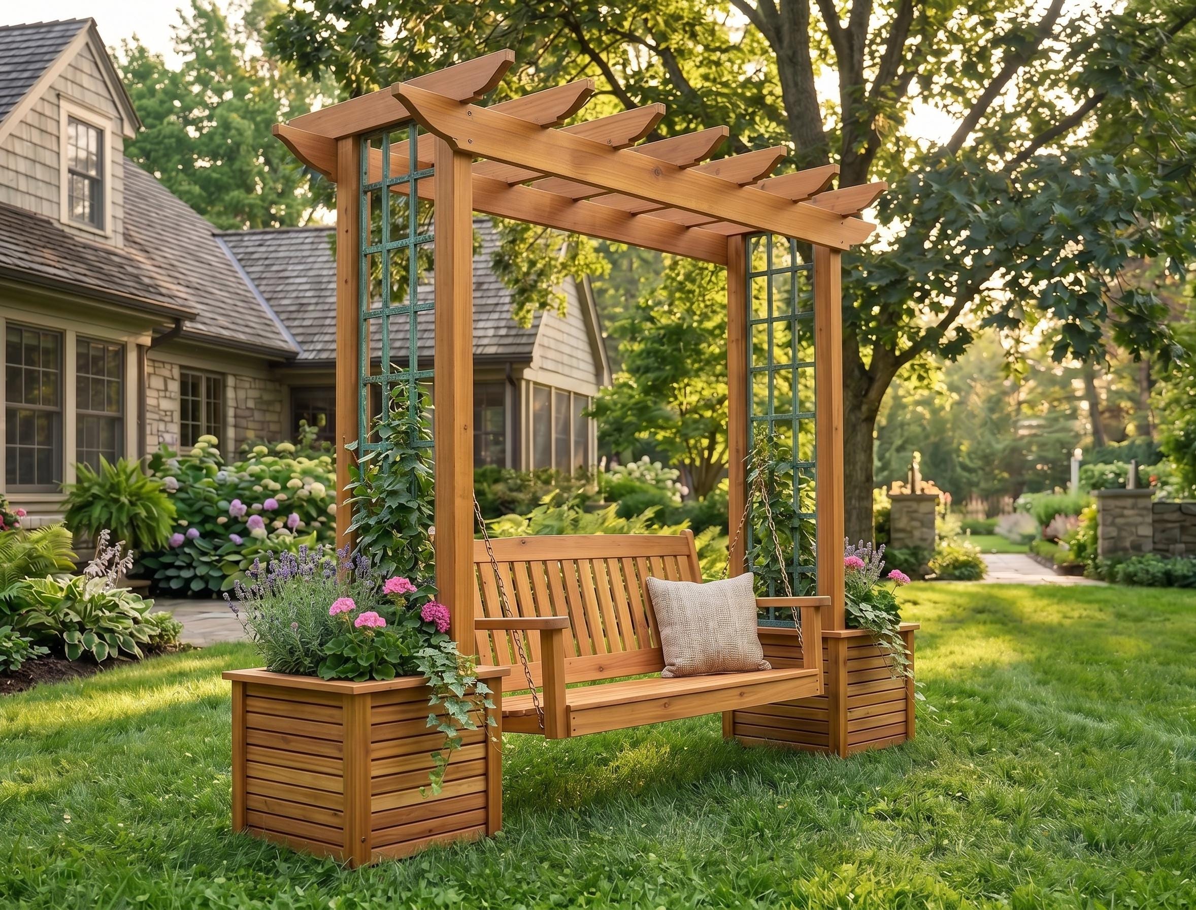Arbor Swing Plans | Pergola Roof, A-Frame Freestanding (PDF Download)