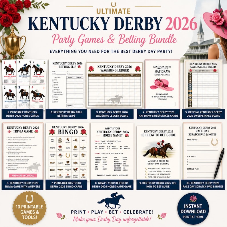 DIY Kentucky Derby 2026 Party Games Bundle, Betting Kit, Horse Roster (PDF) Woodworking Blueprint - Step-by-Step Plan thumbnail 1