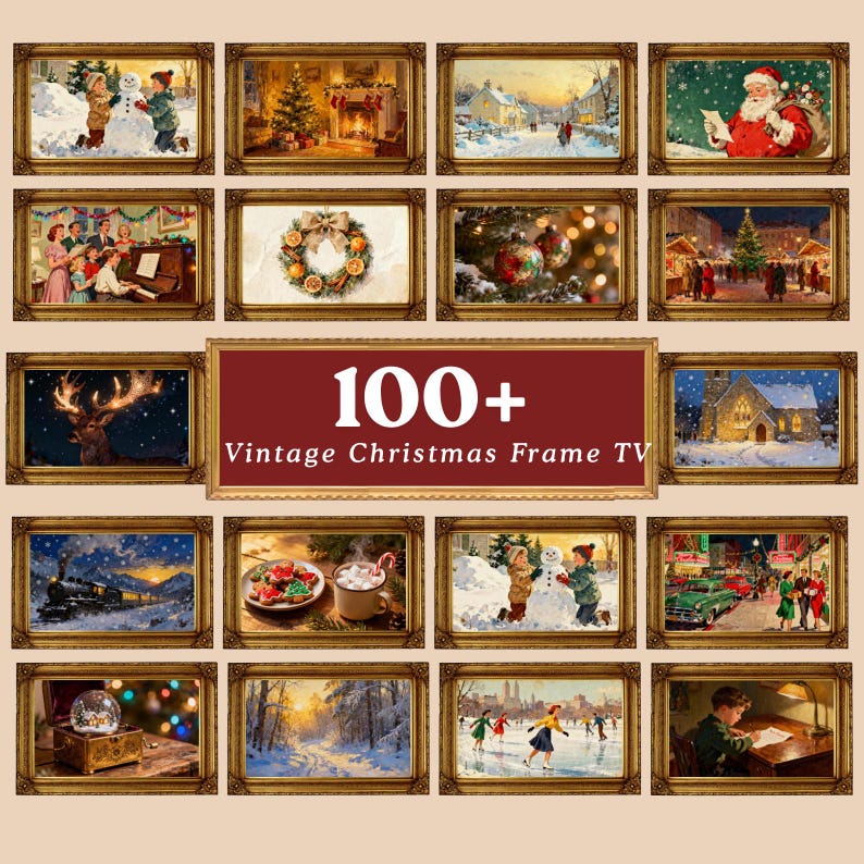 DIY Vintage Christmas Art | 100+ Winter Frame TV Designs (Digital Download) Woodworking Blueprint - Step-by-Step Plan thumbnail 1