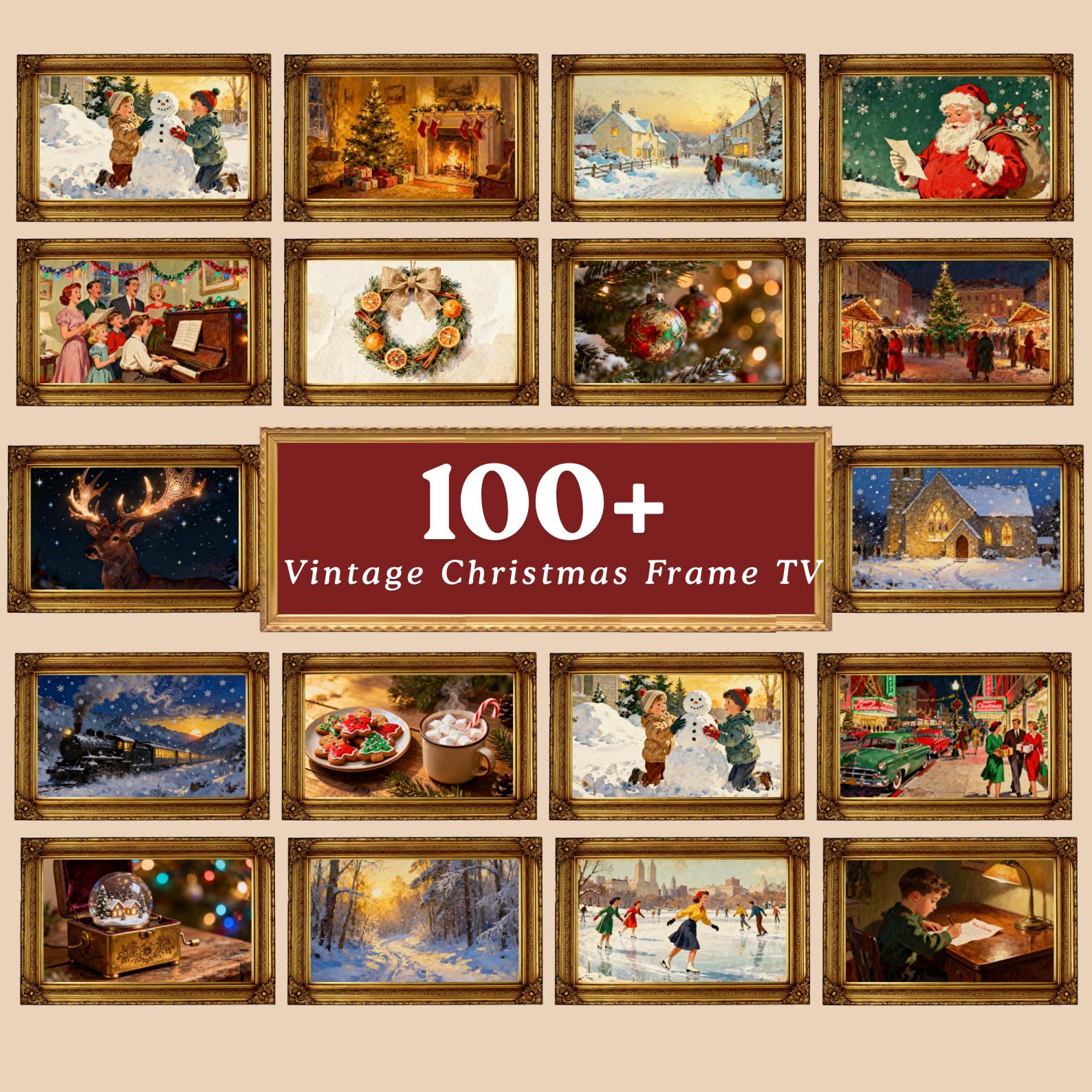 Vintage Christmas Art | 100+ Winter Frame TV Designs (Digital Download)