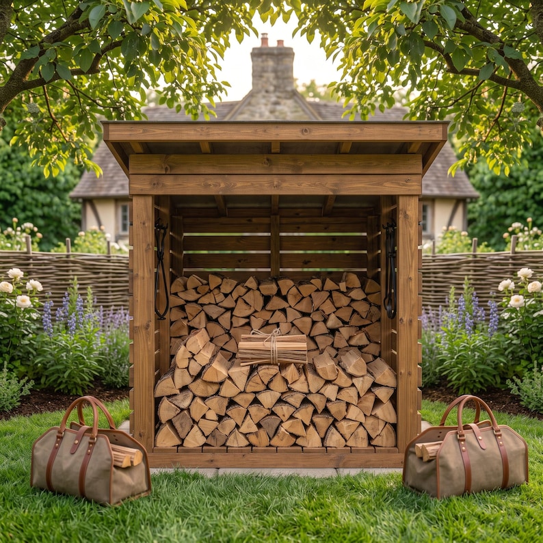 DIY Modern Slatted Firewood Shed Plans | 2 Cord Capacity, DIY Blueprint (PDF) Woodworking Blueprint - Step-by-Step Plan thumbnail 4