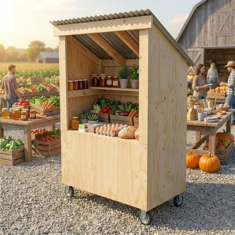 DIY DIY Farmstand Plans PDF | Mobile Roadside Farm Stand Blueprint | Bakery Cart Flower Egg Produce Stand | Woodworking Plans Woodworking Blueprint - Step-by-Step Plan thumbnail 4