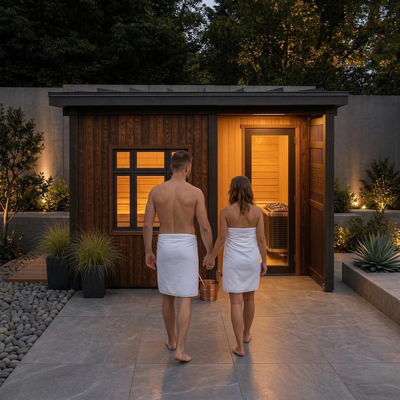 DIY Modern Outdoor Sauna Plans | DIY Cedar Backyard Sauna With Window (PDF Download) Woodworking Blueprint - Step-by-Step Plan thumbnail 3