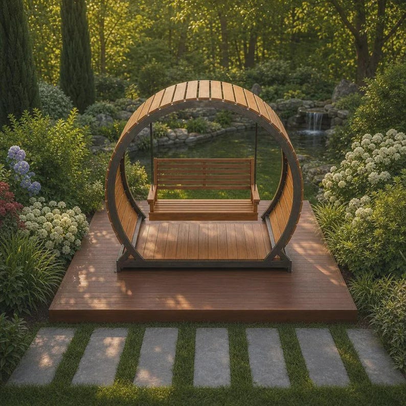 DIY DIY Circular Pergola Porch Swing Plans PDF | Freestanding Wood Canopy Swing Stand | Outdoor Arbor Bench Blueprint Woodworking Blueprint - Step-by-Step Plan thumbnail 3