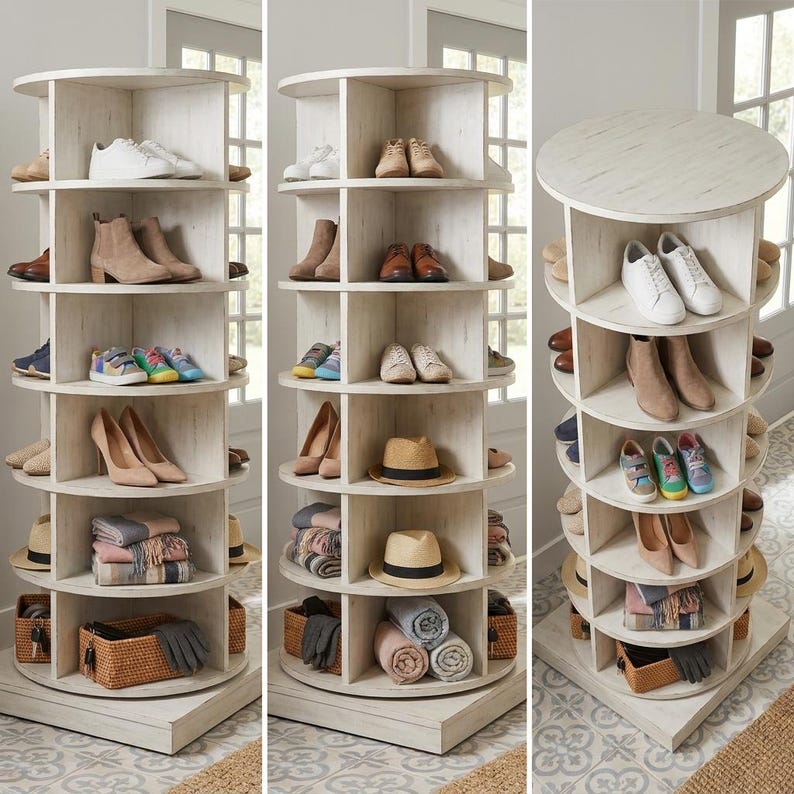 DIY DIY Rotating Shoe Rack Plans | Spinning Shoe Carousel & Tower Woodworking Blueprint PDF Woodworking Blueprint - Step-by-Step Plan thumbnail 3