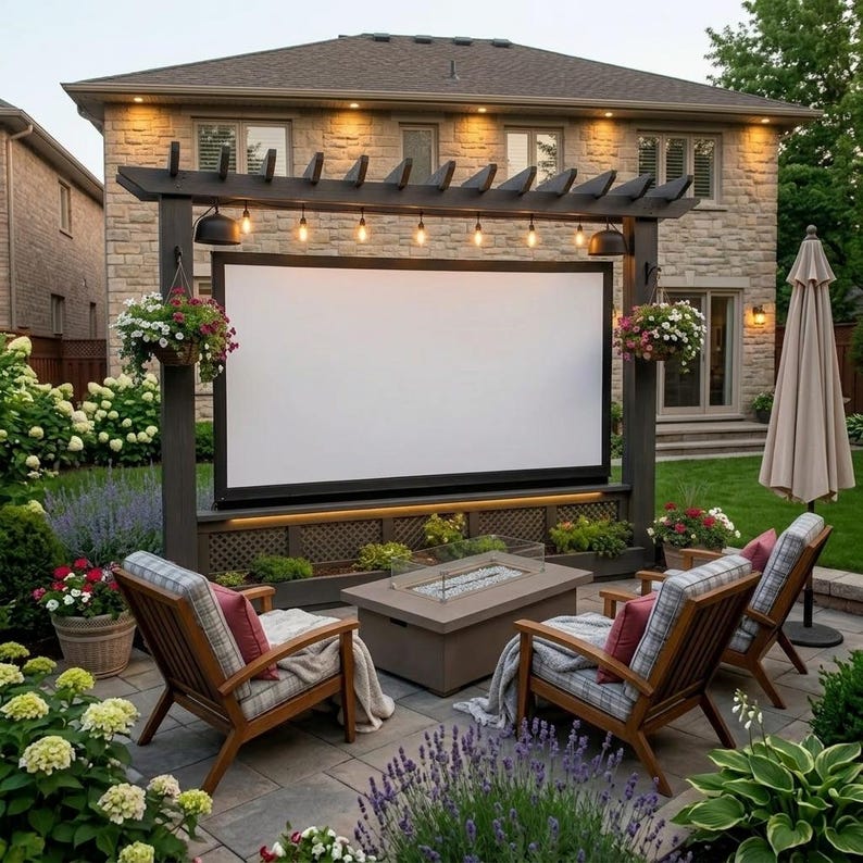 DIY DIY Outdoor TV Stand Plans | Pergola Backyard Cinema Frame (PDF Download) Woodworking Blueprint - Step-by-Step Plan thumbnail 3