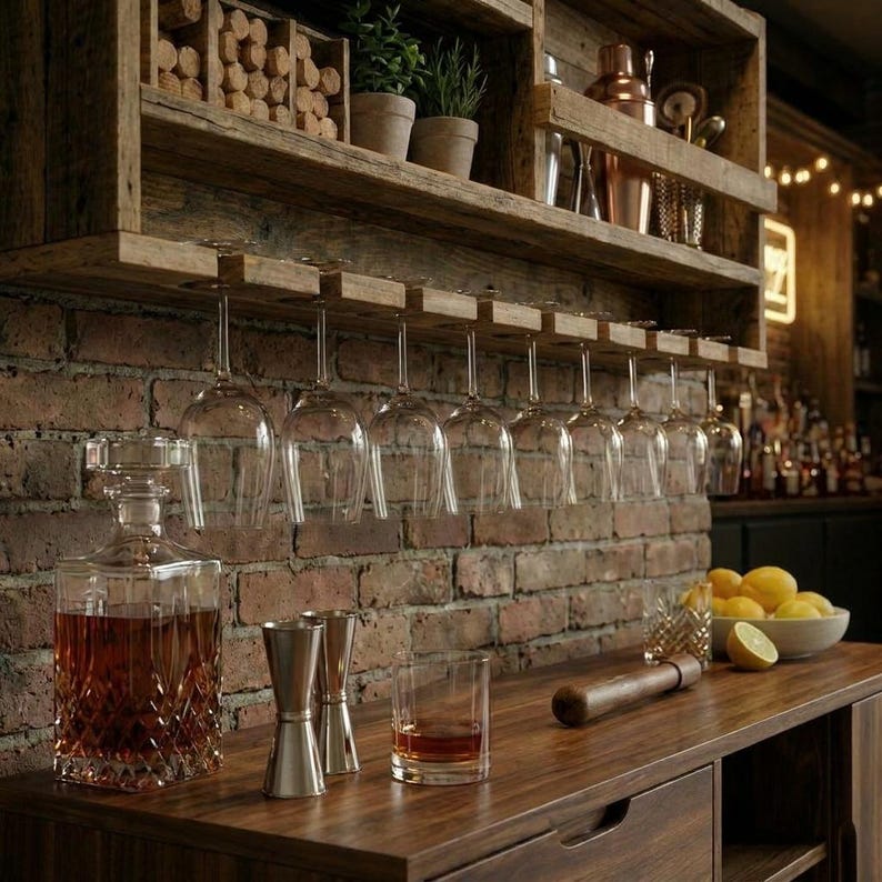 DIY Wall Mounted Wine Rack Plans | Rustic Wood Shelf, Glass Holder (PDF Download) Woodworking Blueprint - Step-by-Step Plan thumbnail 5