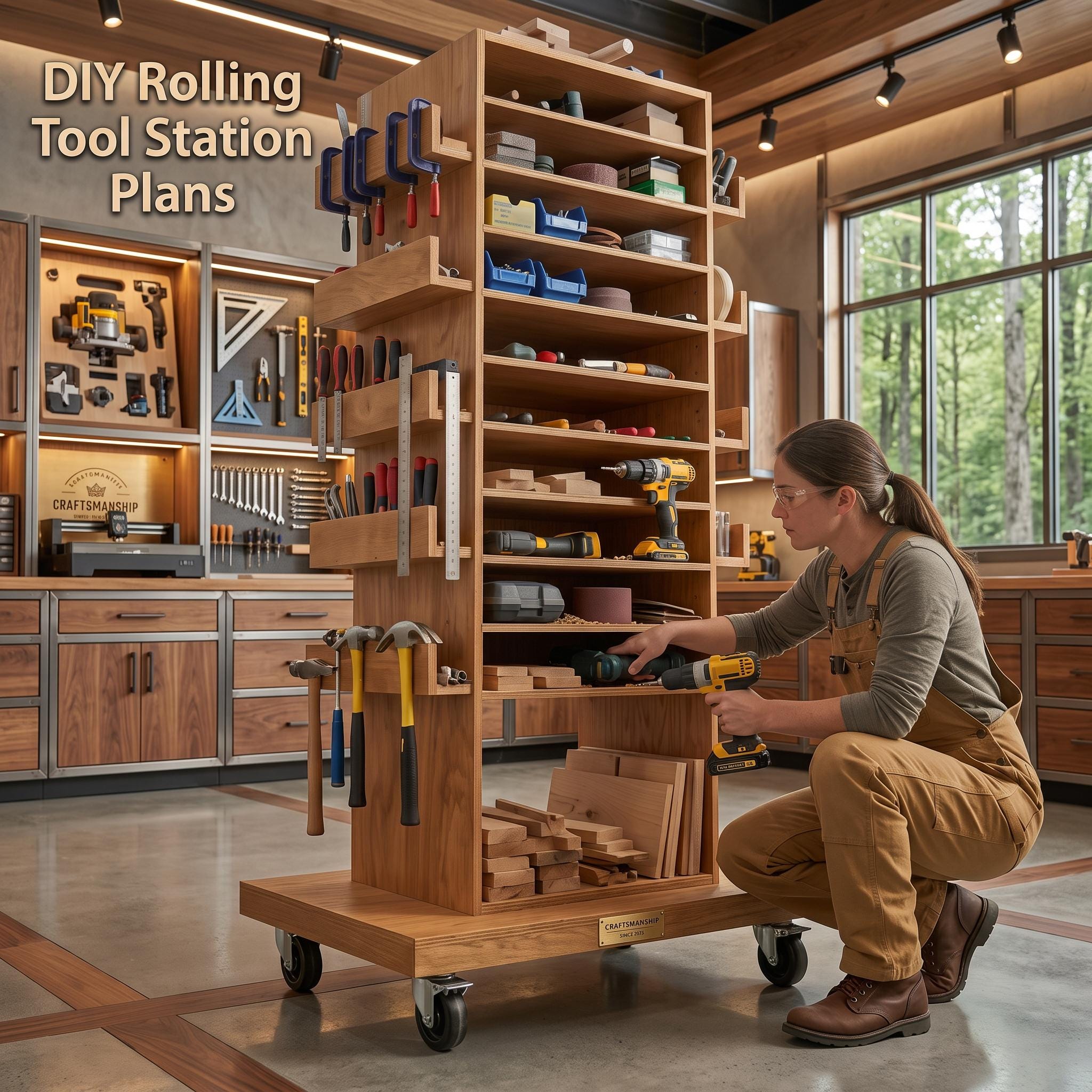 DIY Rolling Tool Station Plans | Mobile Woodworking Cabinet on Wheels (PDF Download)