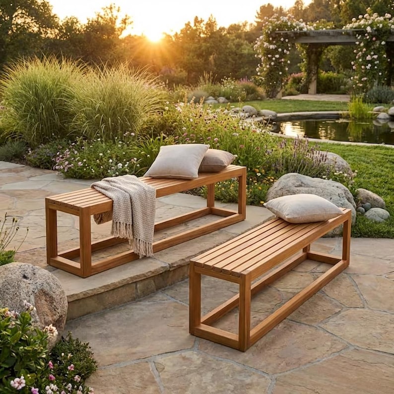 DIY DIY Outdoor Bench Plans: Modern Backless Garden & Deck Seating (PDF Download) Woodworking Blueprint - Step-by-Step Plan thumbnail 4