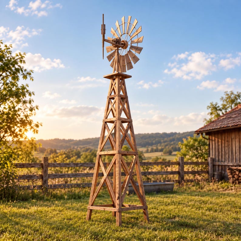 DIY DIY 13 FT Big Wooden Windmill Head Plans, Western Farmhouse Garden Decor (Digital Download) Woodworking Blueprint - Step-by-Step Plan thumbnail 3