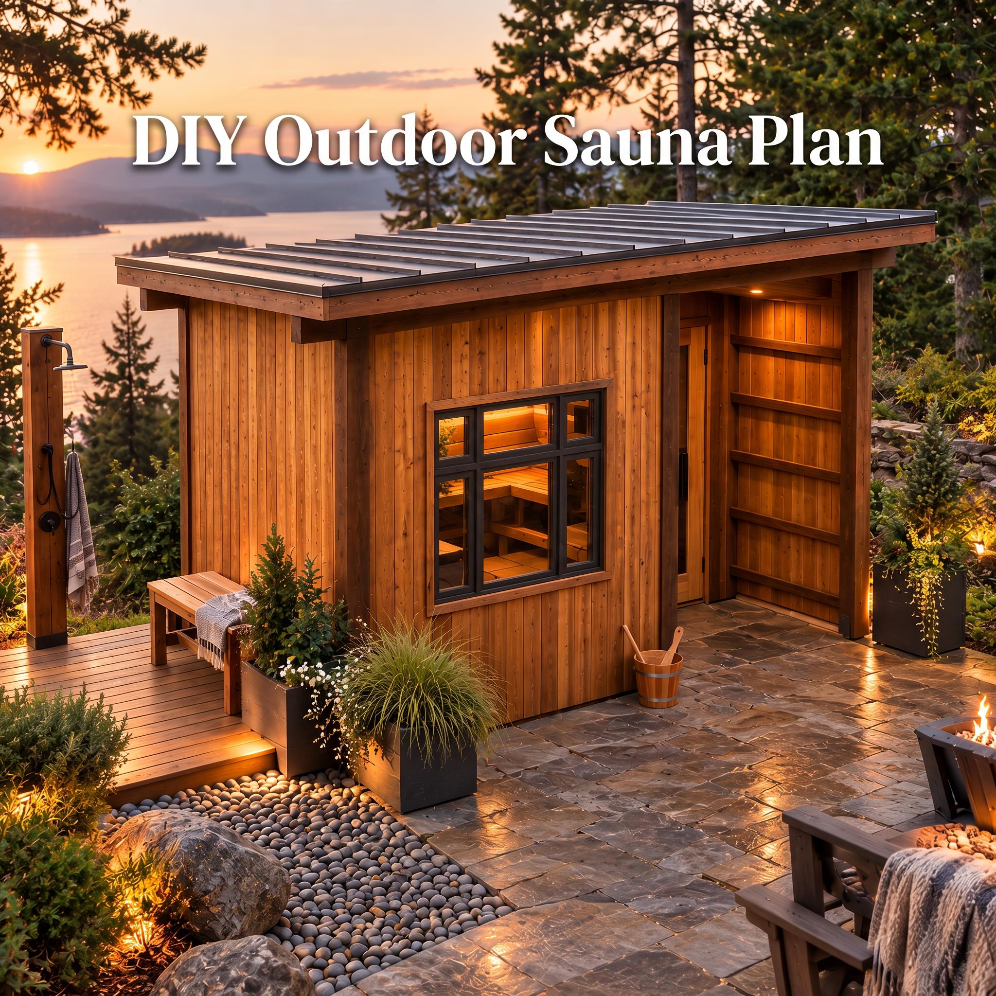 DIY Modern Outdoor Sauna Plans PDF | Backyard Blueprint With Window & Shower Porch | Digital Download