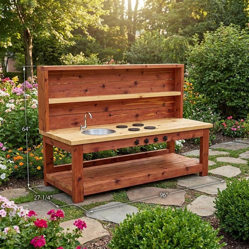 DIY Kids Mud Kitchen Plans | DIY Wooden Outdoor Play Station Blueprint (PDF Download) Woodworking Blueprint - Step-by-Step Plan thumbnail 2