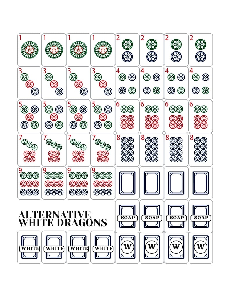 DIY Printable American Mahjong Tiles PDF | Complete 4-Suit Set (Digital Download) Woodworking Blueprint - Step-by-Step Plan thumbnail 2