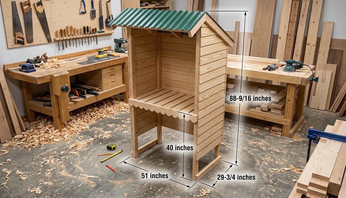 Wooden Farm Stand Plans — Step-by-step 3D assembly diagram