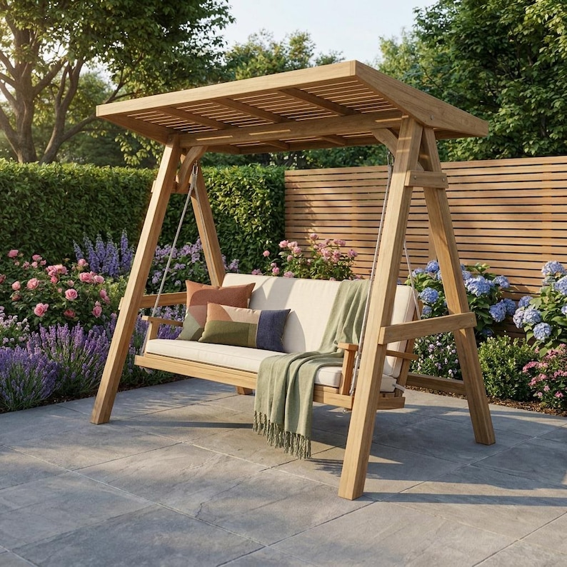 DIY DIY Arbor Swing Plans | Pergola Roof A-Frame Freestanding Garden (PDF Download) Woodworking Blueprint - Step-by-Step Plan thumbnail 5