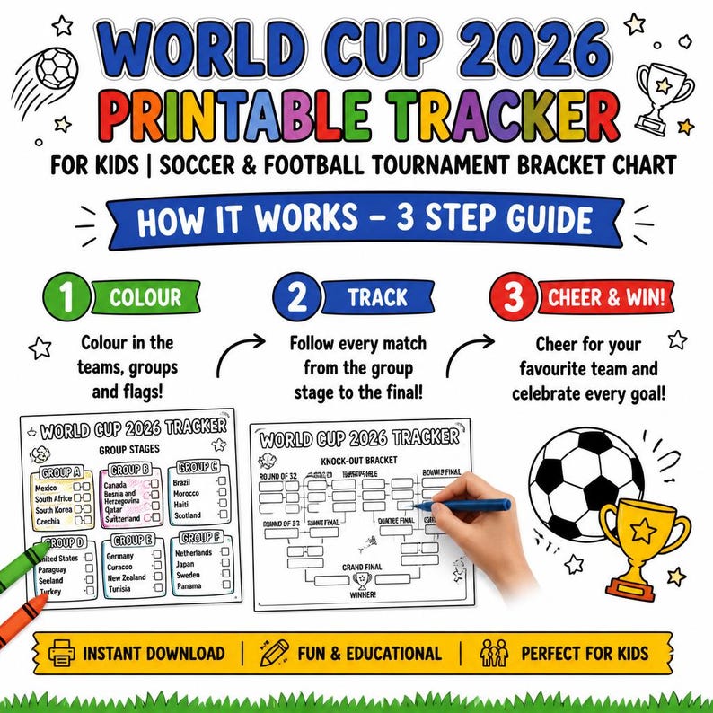 DIY World Cup 2026 Printable Tracker for Kids | Soccer & Football Tournament Bracket Chart Woodworking Blueprint - Step-by-Step Plan thumbnail 6