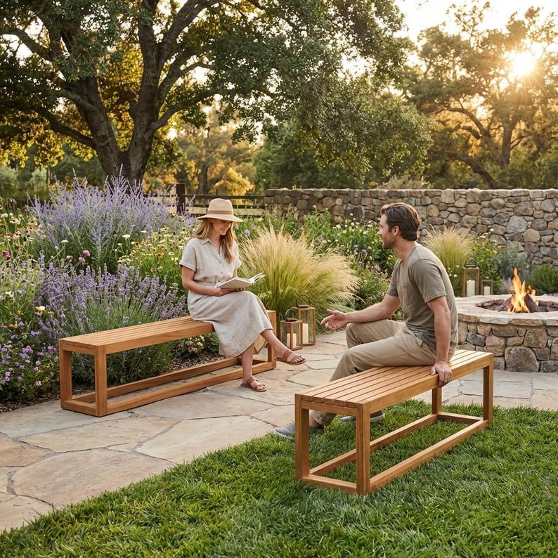 DIY DIY Outdoor Bench Plans: Modern Backless Garden & Deck Seating (PDF Download) Woodworking Blueprint - Step-by-Step Plan thumbnail 3