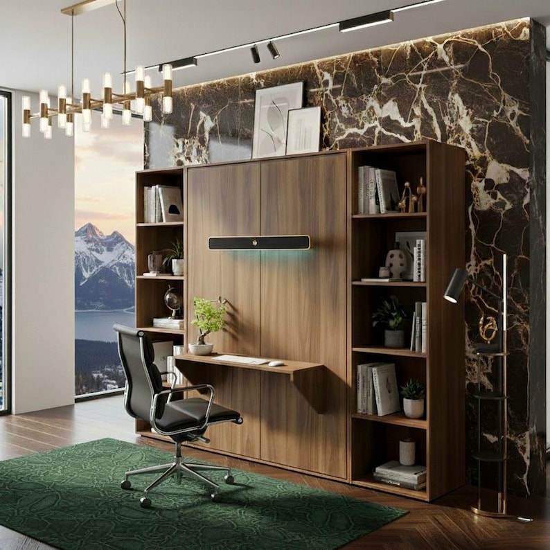 DIY DIY Queen Murphy Bed with Desk Plans | Horizontal Wall Bed Woodworking PDF Woodworking Blueprint - Step-by-Step Plan thumbnail 5