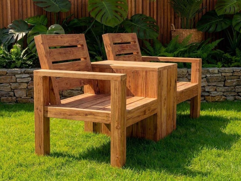 DIY Two Seat Bench with Table DIY Plans – Outdoor Patio Woodworking PDF Woodworking Blueprint - Step-by-Step Plan thumbnail 4