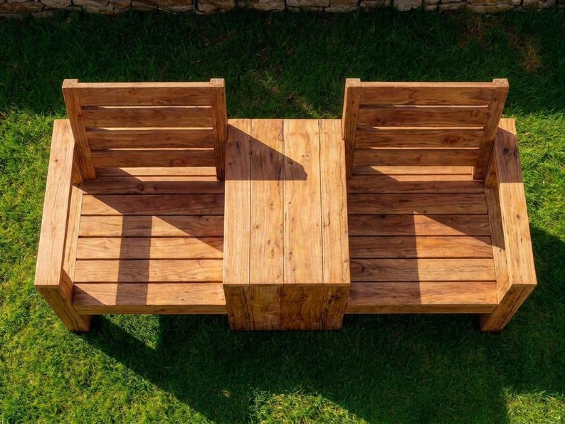 DIY Two Seat Bench with Table DIY Plans – Outdoor Patio Woodworking PDF Woodworking Blueprint - Step-by-Step Plan thumbnail 3
