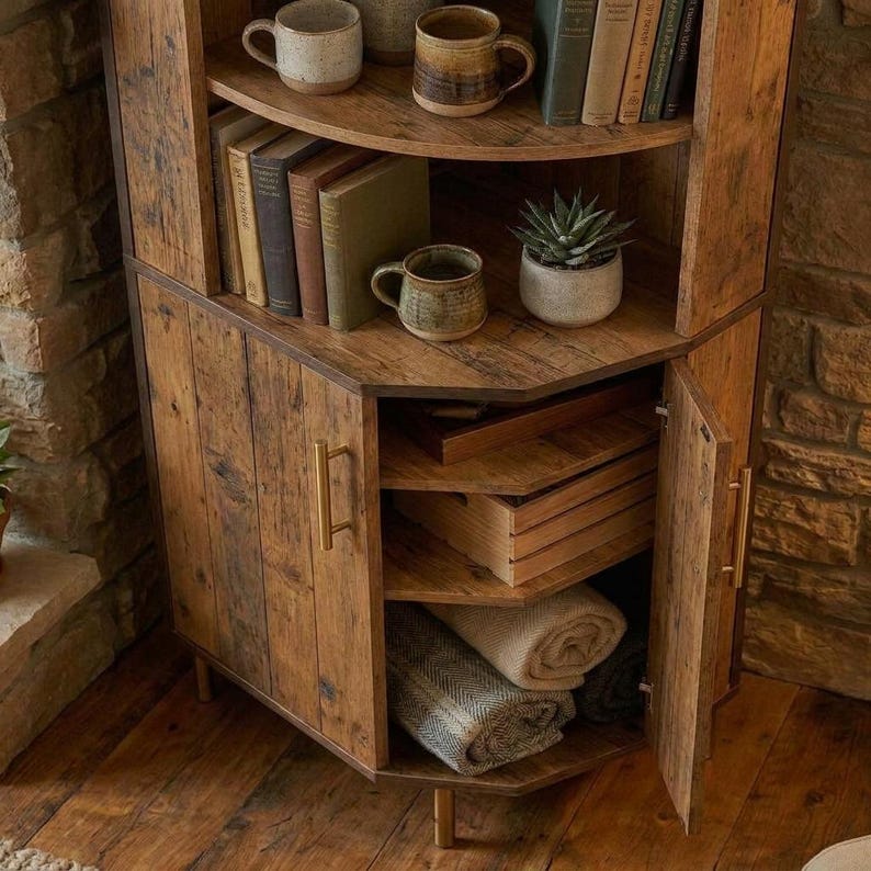 DIY Corner Bookshelf Plans PDF | Modern Freestanding Bookcase Blueprint (Digital Download) Woodworking Blueprint - Step-by-Step Plan thumbnail 4