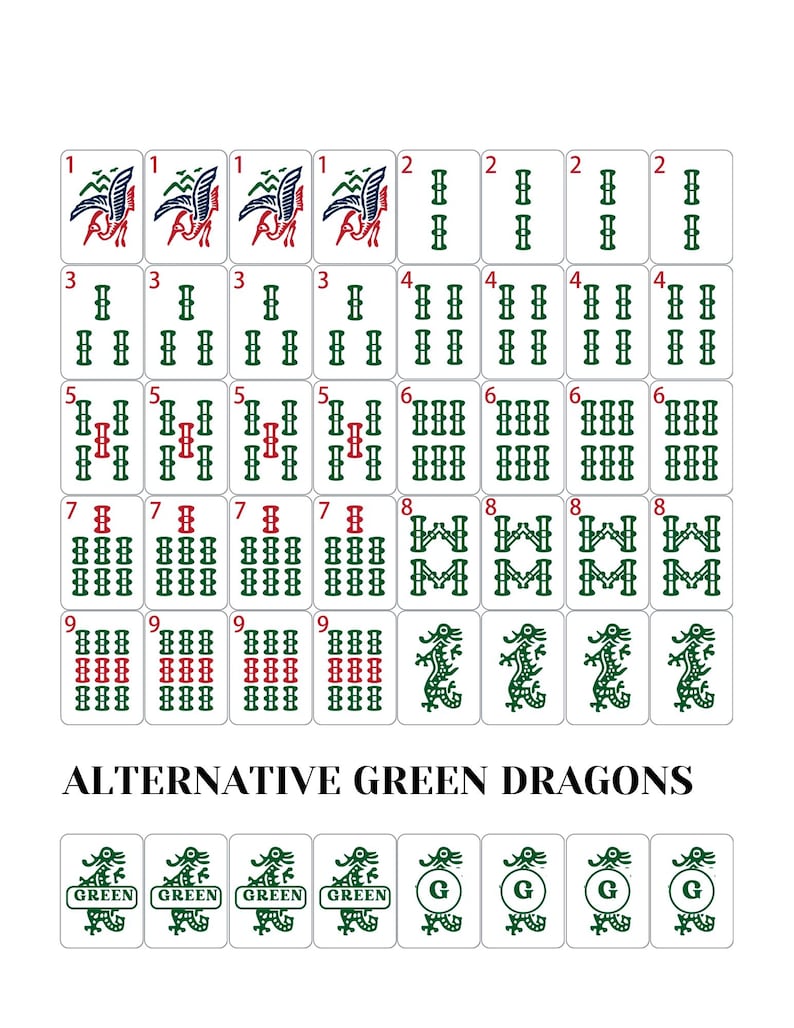 DIY Printable American Mahjong Tiles PDF | Complete 4-Suit Set (Digital Download) Woodworking Blueprint - Step-by-Step Plan thumbnail 4