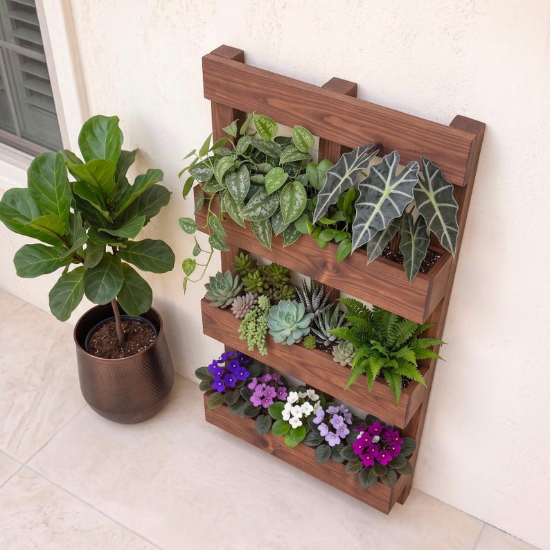 DIY DIY Vertical Garden Plans | Wooden Tiered Planter Shelf (PDF Download) Woodworking Blueprint - Step-by-Step Plan thumbnail 4