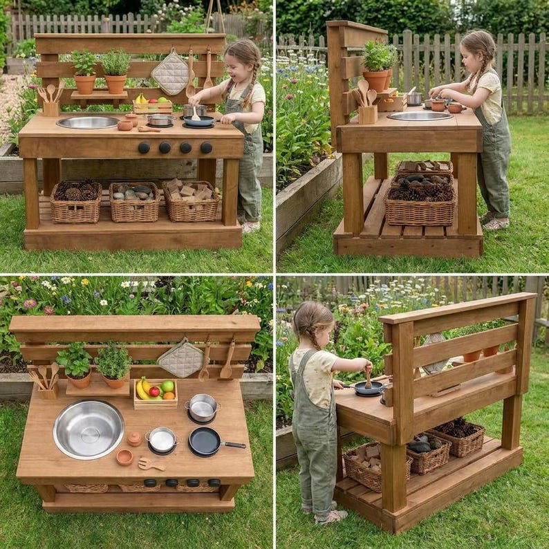DIY Easy DIY Mud Kitchen Plans | Beginner Wooden Outdoor Play Blueprint (PDF Download) Woodworking Blueprint - Step-by-Step Plan thumbnail 3