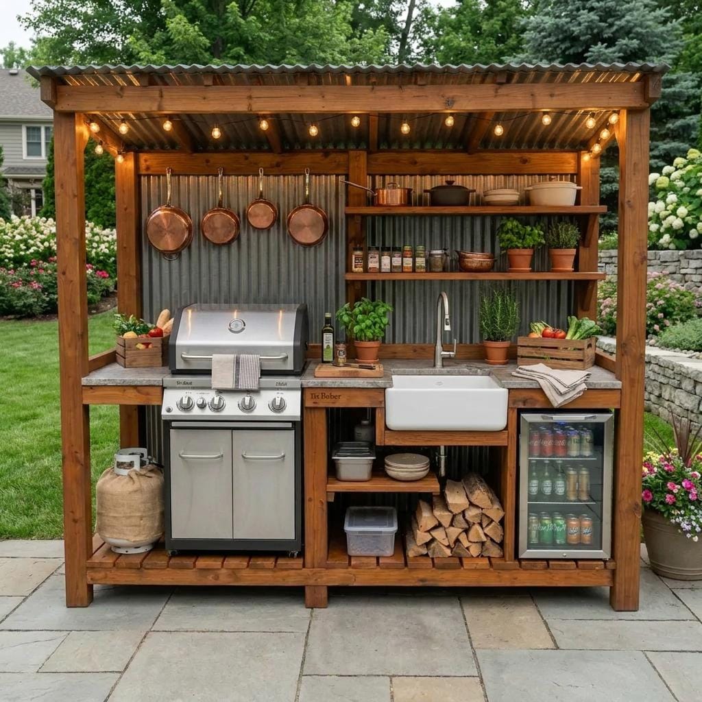 Outdoor Kitchen Plans | Covered BBQ Grill Station Build (PDF Download)