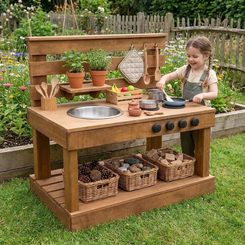 Easy DIY Mud Kitchen Plans | Beginner Wooden Outdoor Play Blueprint (PDF Download)
