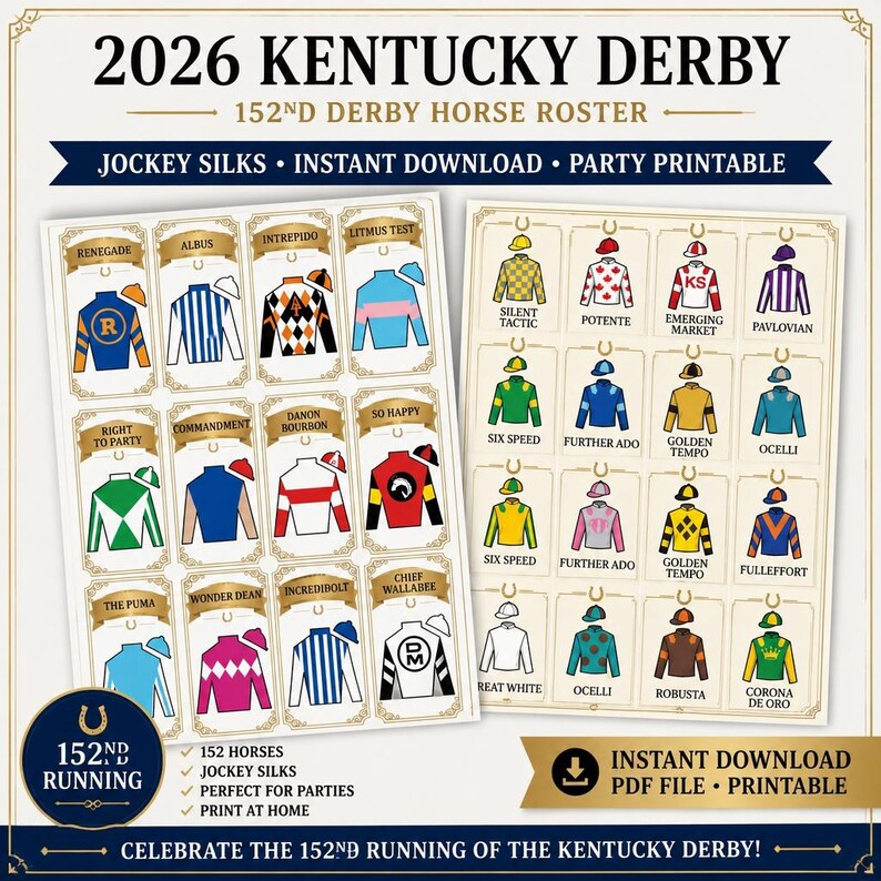 DIY 2026 Kentucky Derby Race Lineup & Jockey Silks – Party Printables (Digital Download PDF) Woodworking Blueprint - Step-by-Step Plan thumbnail 5