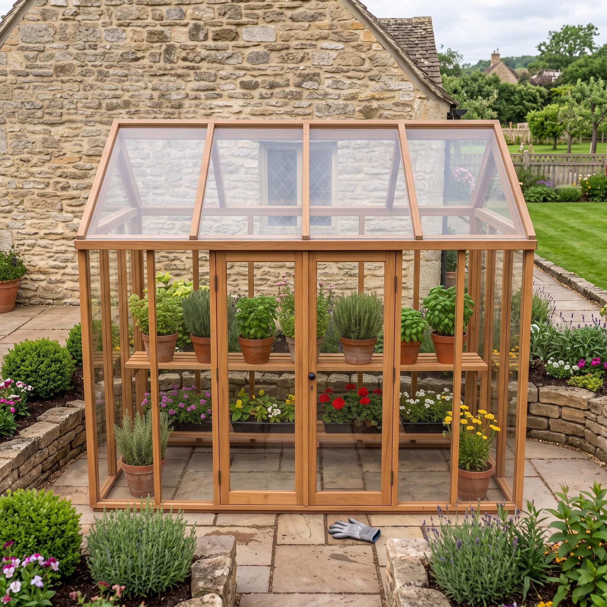 DIY Lean-To Greenhouse Plans — 3D exploded assembly view