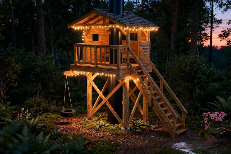 DIY Treehouse Plans PDF, DIY Tree House Plans, Kids Playhouse Plans, Tree Fort Plans, Backyard Treehouse, Step by Step Woodworking Guide Woodworking Blueprint - Step-by-Step Plan thumbnail 3