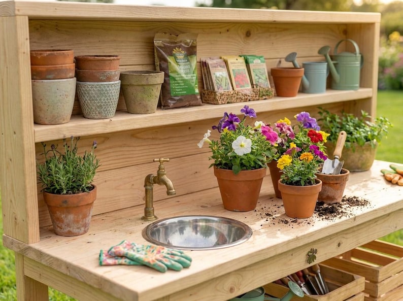 DIY Mud Kitchen Plans PDF | Wide Outdoor Play Kitchen Blueprint for Kids | DIY Sink & Stove Build Woodworking Blueprint - Step-by-Step Plan thumbnail 7