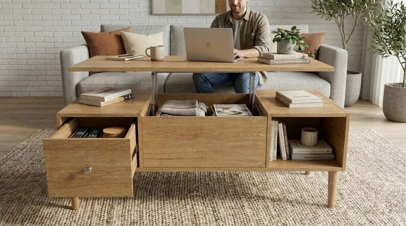 DIY DIY Lift Top Coffee Table Plans | Mid-Century Modern Storage Blueprint PDF Download Woodworking Blueprint - Step-by-Step Plan thumbnail 3