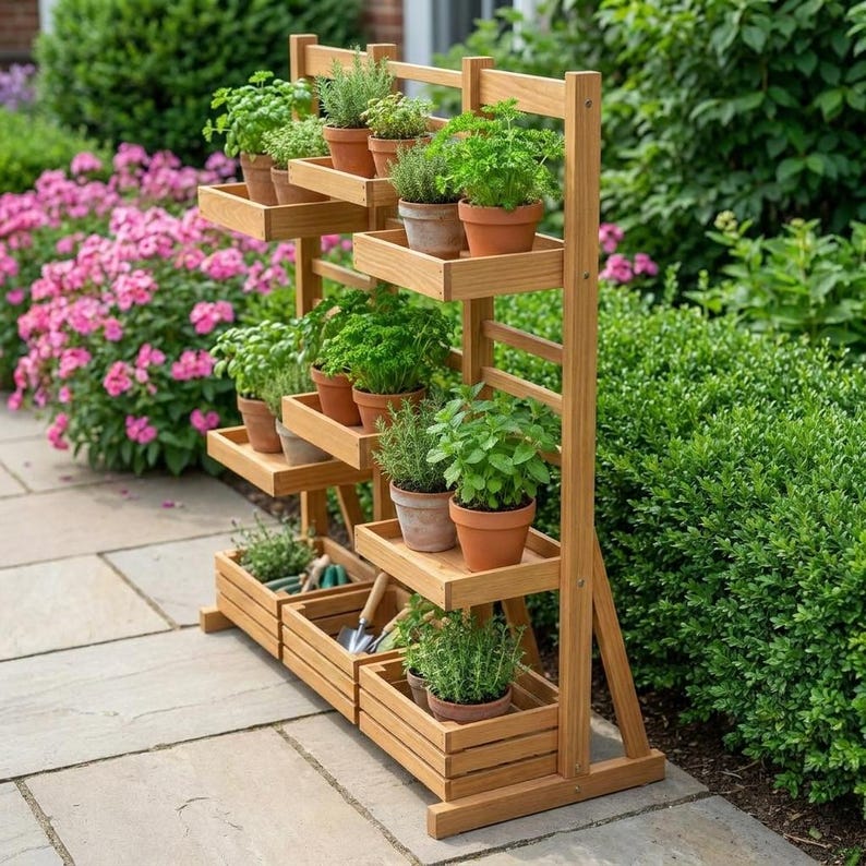DIY Tiered Plant Stand Plans | DIY Outdoor Wooden Garden Shelf (PDF Download) Woodworking Blueprint - Step-by-Step Plan thumbnail 5