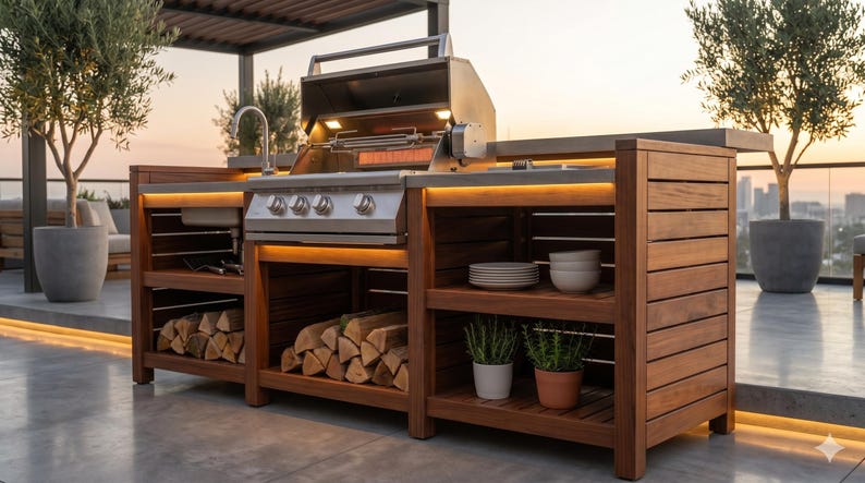DIY DIY Outdoor Kitchen Plans | Grill Station Bar & Sink Cabinet Woodworking Blueprint PDF Woodworking Blueprint - Step-by-Step Plan thumbnail 5